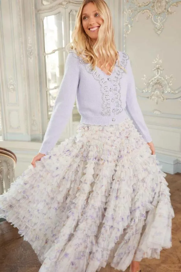 Women Needle and Thread Embellished VNeck Short Cardigan Blue Women Needle and Thread Embellished VNeck Short Cardigan Blue