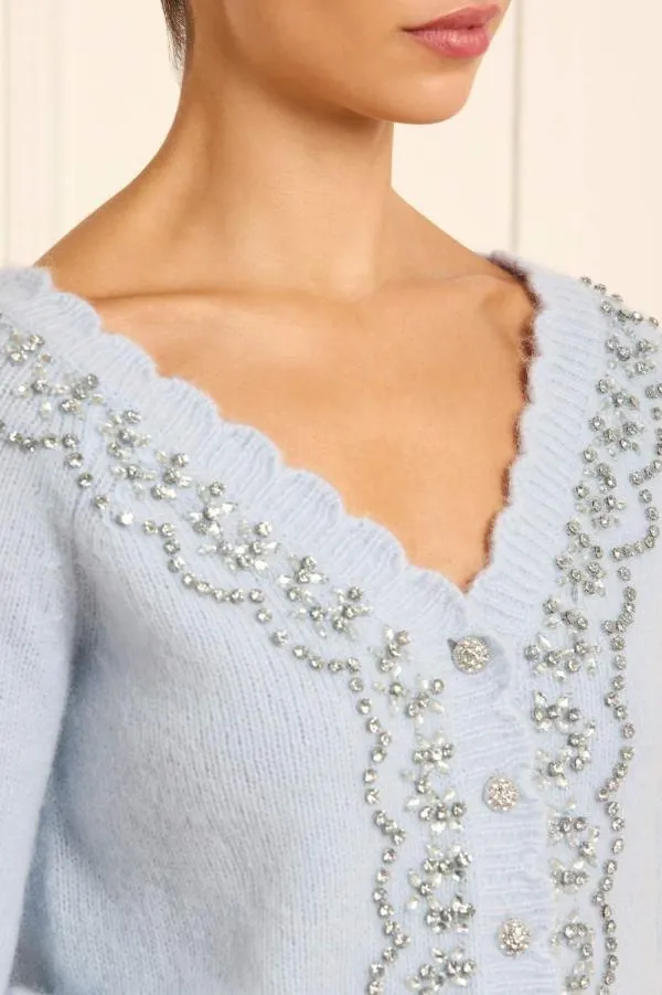 Women Needle and Thread Embellished VNeck Short Cardigan Blue Women Needle and Thread Embellished VNeck Short Cardigan Blue