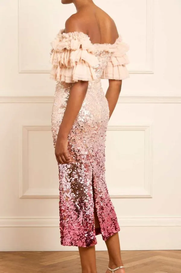 Women Needle and Thread Essie Ombre OffShoulder Ballerina Dress Pink