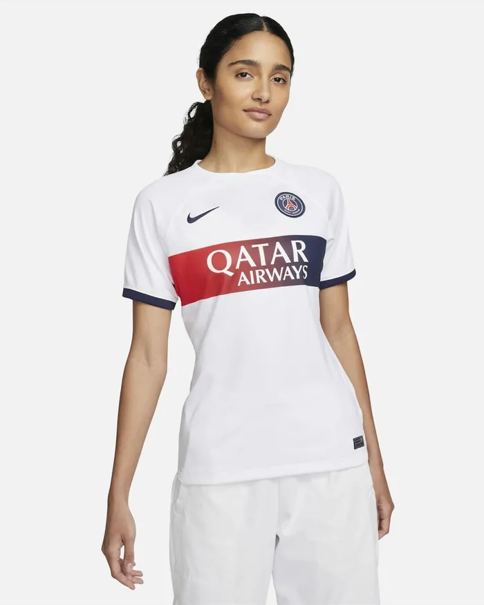 Women Nike All Clothing Paris SaintGermain 202324 Stadium Away Whitemidnight Navymidnight Navy