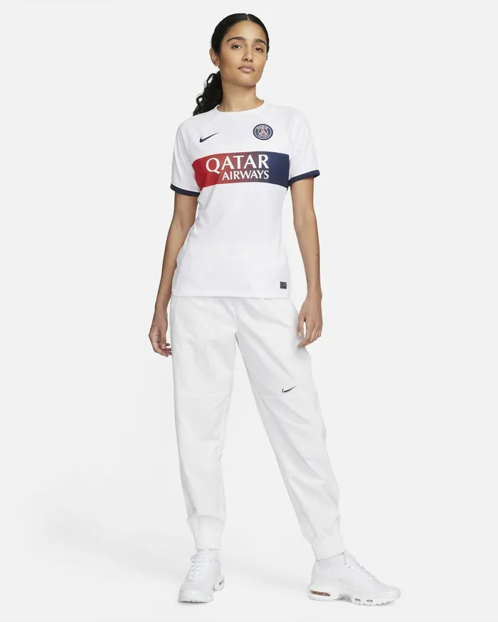 Women Nike All Clothing Paris SaintGermain 202324 Stadium Away Whitemidnight Navymidnight Navy