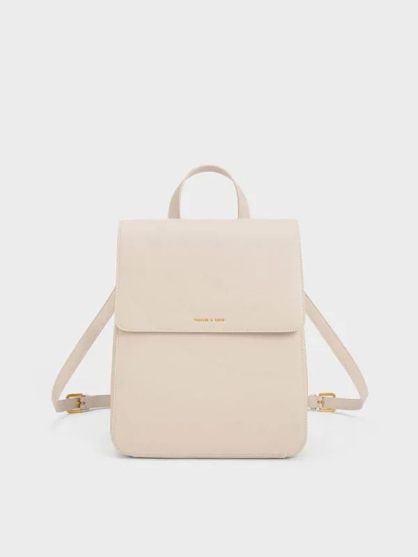 Women Octavia Front Flap Structured Backpack 8211 Ivory CHARLES and KEITH Backpacks Women Octavia Front Flap Structured Backpack 8211 Ivory CHARLES and KEITH Backpacks