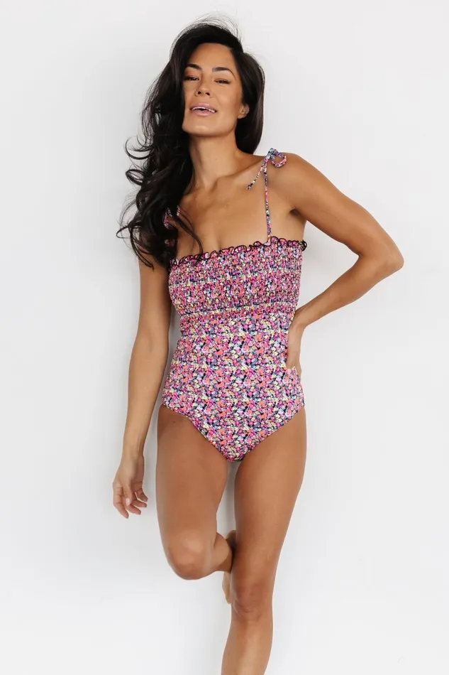 Women One Piece Baltic Born Nikki Smocked One Piece Neon Floral