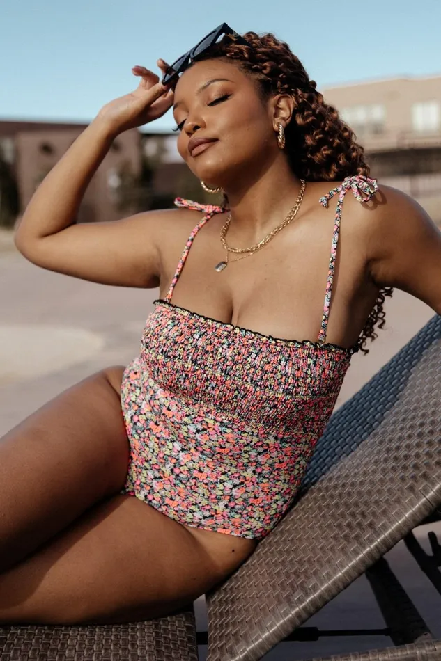 Women One Piece Baltic Born Nikki Smocked One Piece Neon Floral