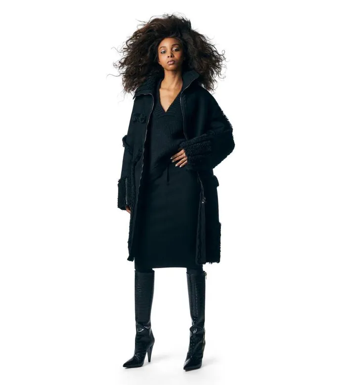 Women Outerwear Tom Ford Shearling Patchwork Coat Black Women Outerwear Tom Ford Shearling Patchwork Coat Black
