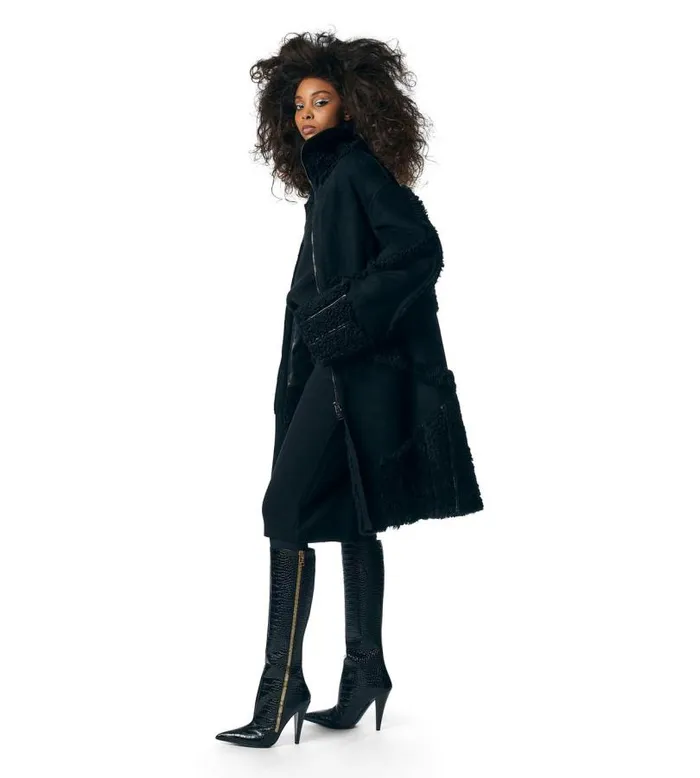 Women Outerwear Tom Ford Shearling Patchwork Coat Black Women Outerwear Tom Ford Shearling Patchwork Coat Black