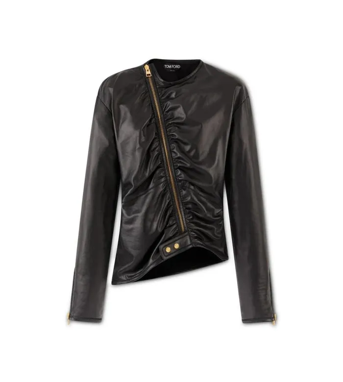 Women Outerwear Tom Ford Soft Silk Nappa Ruched Jacket Black