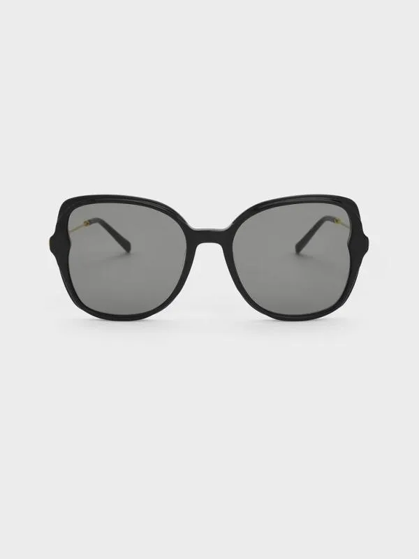 Women Oversized Recycled Acetate Butterfly Sunglasses 8211 Black CHARLES and KEITH Butterfly Women Oversized Recycled Acetate Butterfly Sunglasses 8211 Black CHARLES and KEITH Butterfly