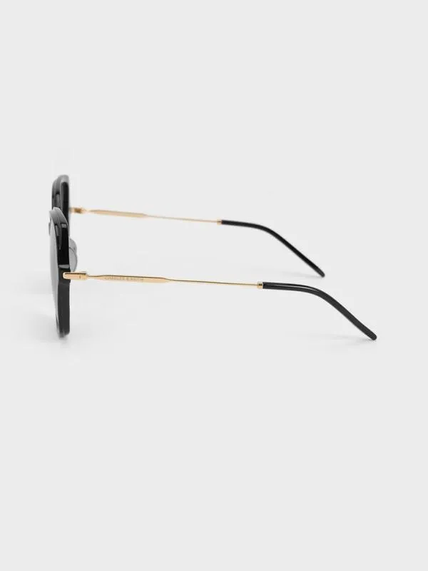 Women Oversized Recycled Acetate Butterfly Sunglasses 8211 Black CHARLES and KEITH Butterfly