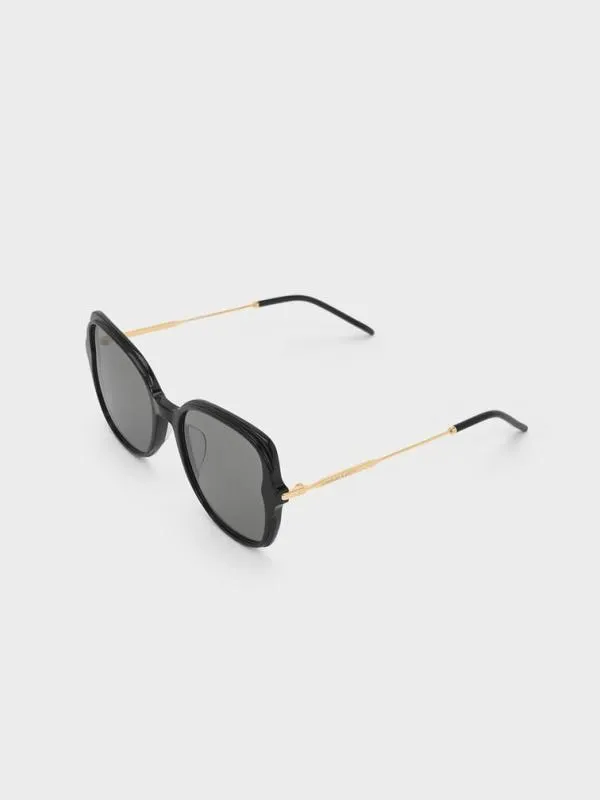 Women Oversized Recycled Acetate Butterfly Sunglasses 8211 Black CHARLES and KEITH Butterfly