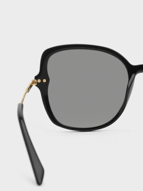 Women Oversized Recycled Acetate Butterfly Sunglasses 8211 Black CHARLES and KEITH Butterfly