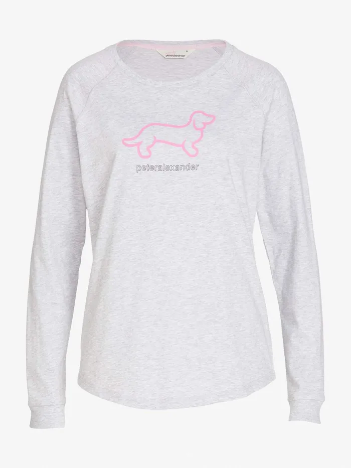 Women PA Classic Long Sleeve Penny Tee Grey Marle Peter Alexander Classic Tops