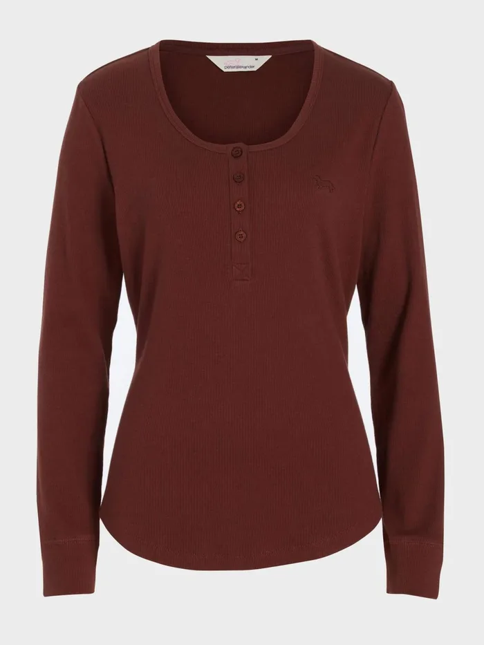 Women PA Classic Rib Henley Navy Peter Alexander Classic Tops
