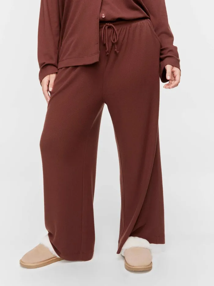 Women PA Plus Choc Waffle Straight Leg Pj Pant Brown Peter Alexander Pants