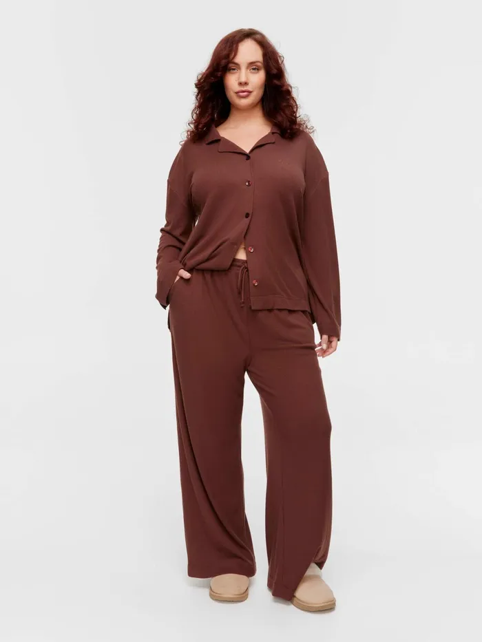 Women PA Plus Choc Waffle Straight Leg Pj Pant Brown Peter Alexander Pants