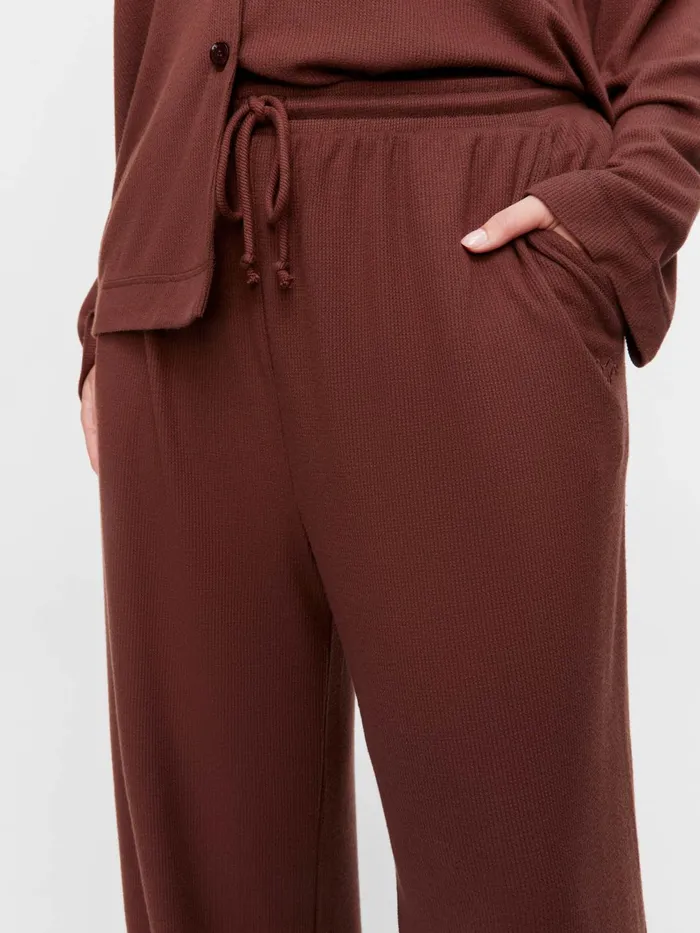 Women PA Plus Choc Waffle Straight Leg Pj Pant Brown Peter Alexander Pants