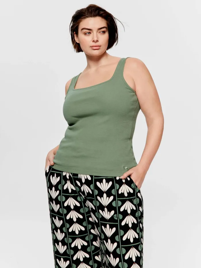 Women PA Plus Green Rib Tank Green Peter Alexander Tops