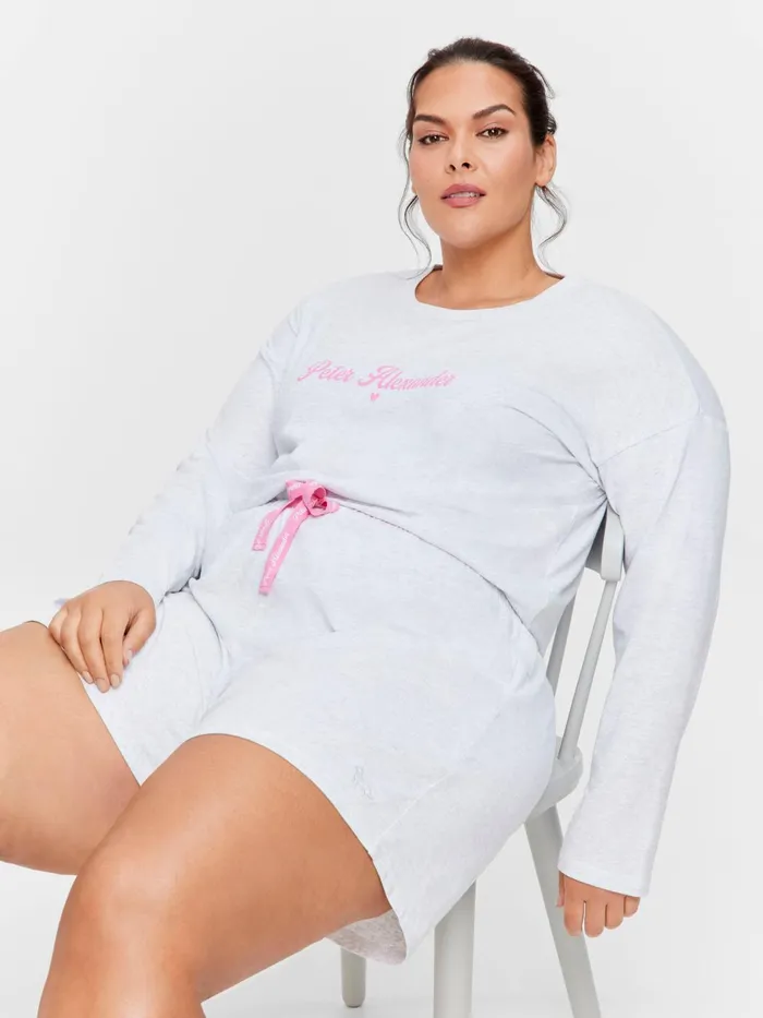 Women PA Plus Grey Marle Long Short Grey Marle Peter Alexander Shorts