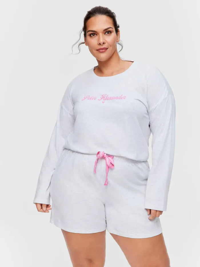 Women PA Plus Grey Marle Long Short Grey Marle Peter Alexander Shorts