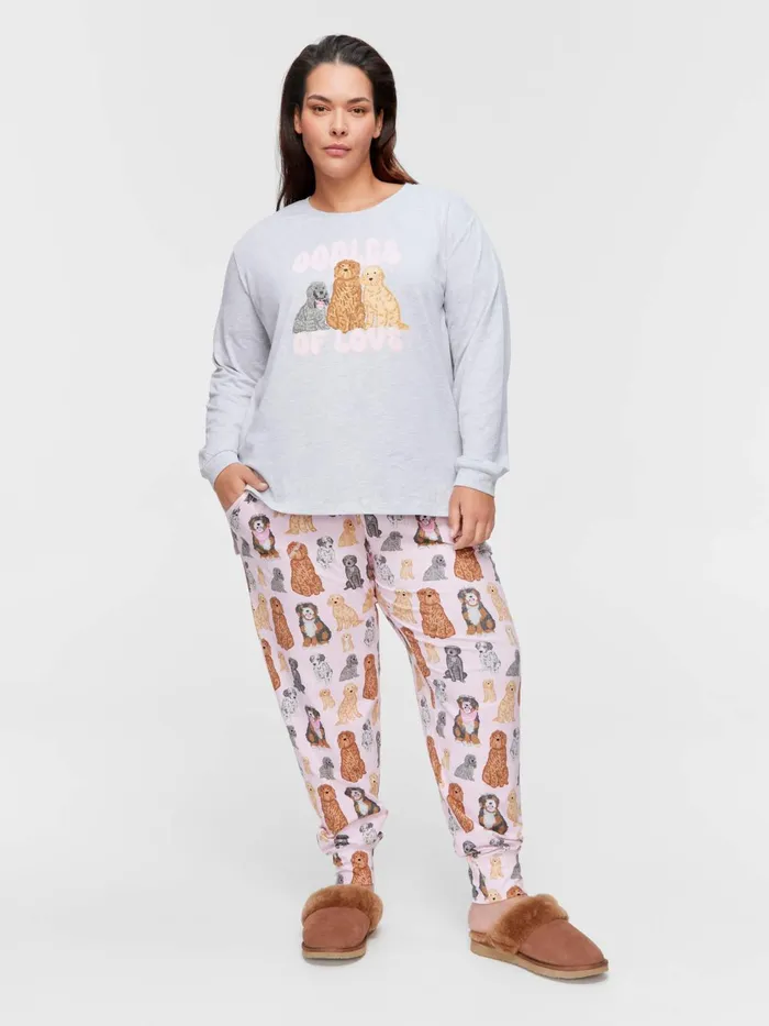 Women PA Plus Groodle Oversized Long Sleeve Top Grey Marle Peter Alexander Tops