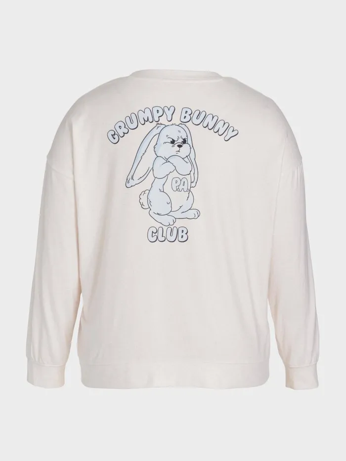Women PA Plus Grumpy Bunny Plush Sweater Oatmeal Peter Alexander Tops