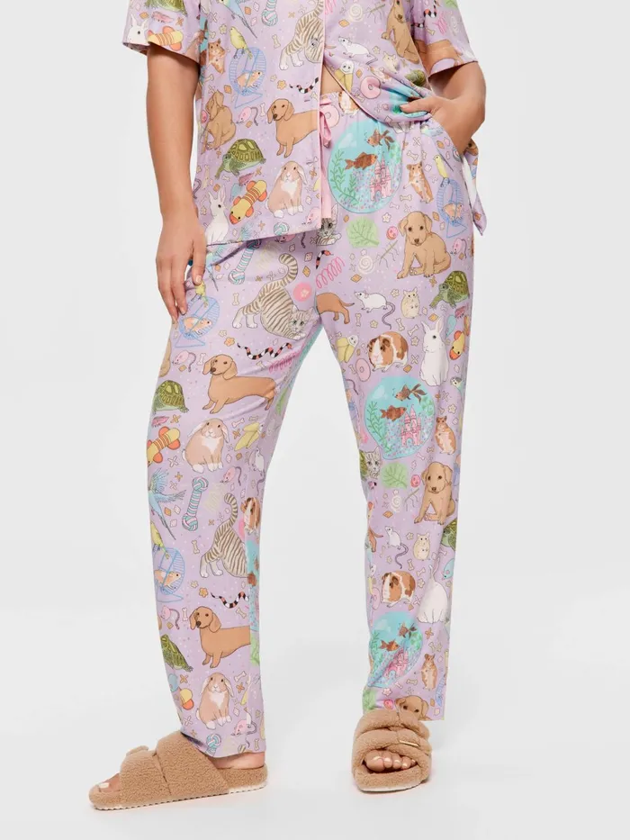 Women PA Plus Karen Mabon Pets Plush Tapered Pj Pant Multi Peter Alexander Pants Women PA Plus Karen Mabon Pets Plush Tapered Pj Pant Multi Peter Alexander Pants