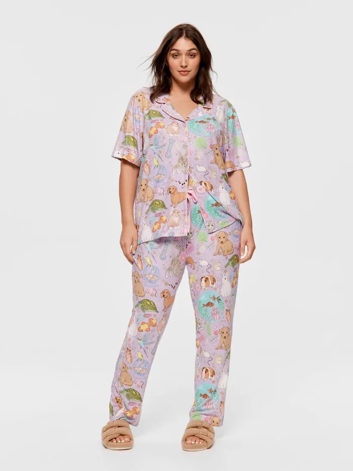 Women PA Plus Karen Mabon Pets Plush Tapered Pj Pant Multi Peter Alexander Pants