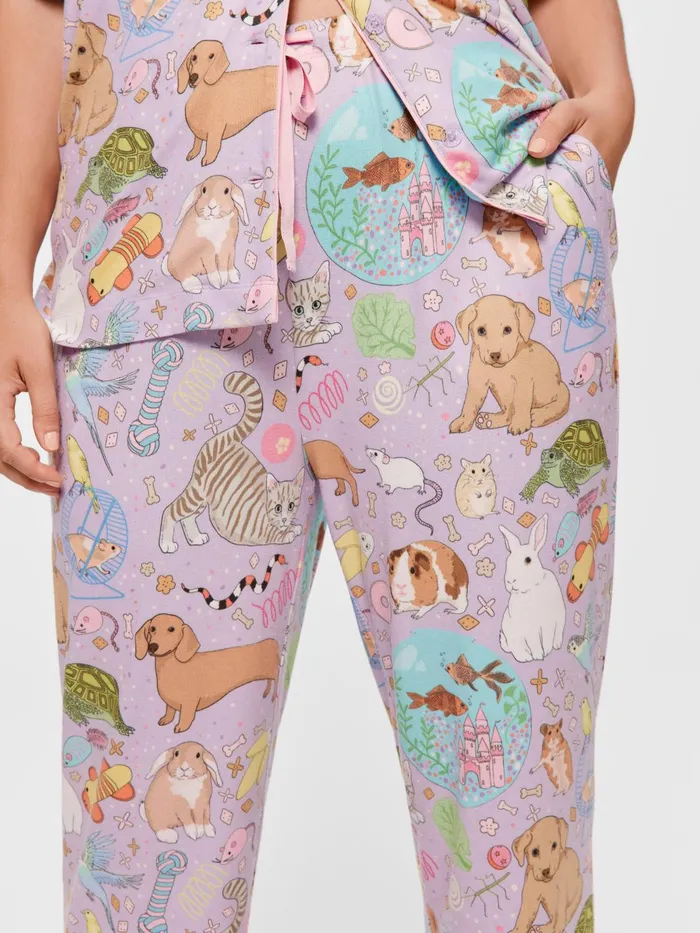 Women PA Plus Karen Mabon Pets Plush Tapered Pj Pant Multi Peter Alexander Pants