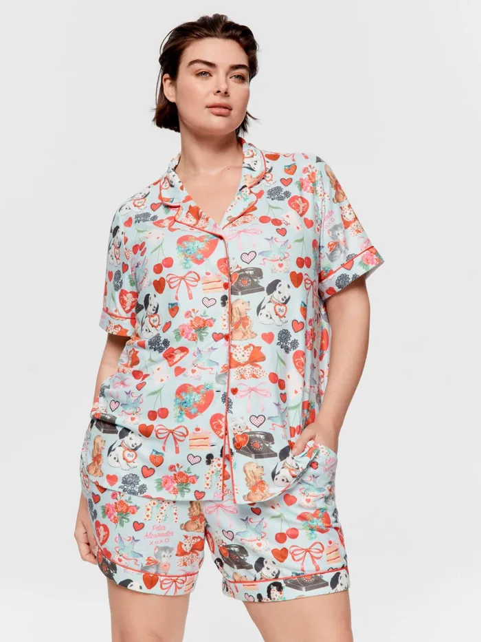 Women PA Plus Kitsch Plush Shortie Pj Set Multi Peter Alexander Sets and Onesies Women PA Plus Kitsch Plush Shortie Pj Set Multi Peter Alexander Sets and Onesies