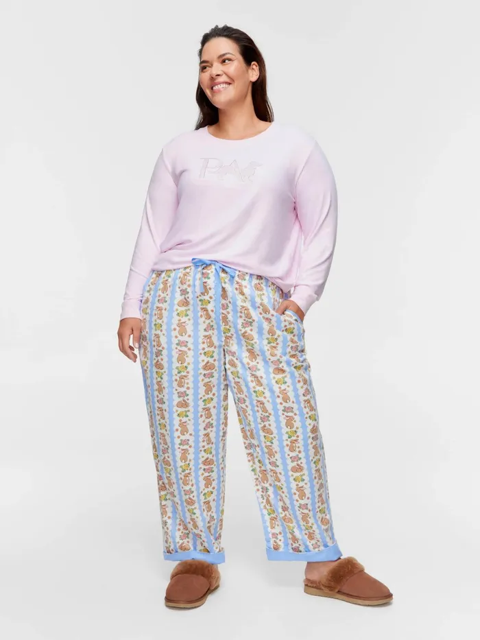 Women PA Plus Lilac Bunny Bamboo Flannelette Long Roll Up Pj Pant Multi Peter Alexander Online Only Styles Women PA Plus Lilac Bunny Bamboo Flannelette Long Roll Up Pj Pant Multi Peter Alexander Online Only Styles