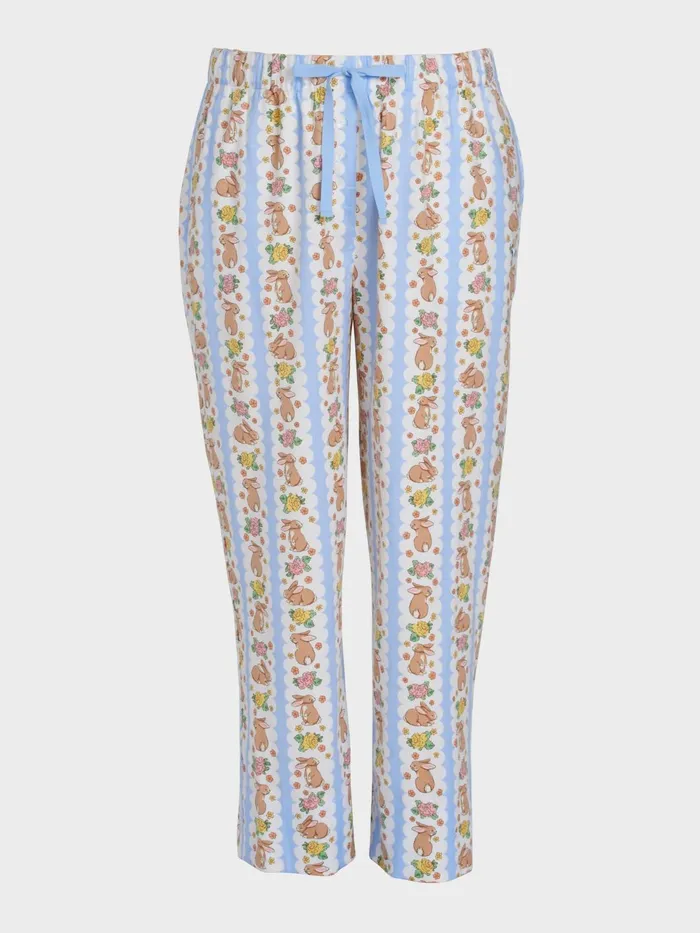 Women PA Plus Lilac Bunny Bamboo Flannelette Long Roll Up Pj Pant Multi Peter Alexander Online Only Styles