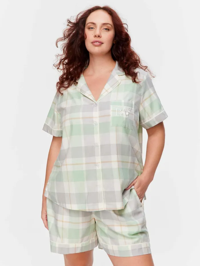 Women PA Plus Mint Check Shortie Pj Set Multi Peter Alexander Sets and Onesies Women PA Plus Mint Check Shortie Pj Set Multi Peter Alexander Sets and Onesies