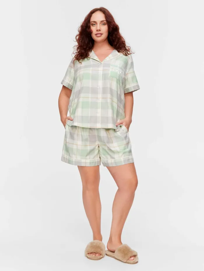 Women PA Plus Mint Check Shortie Pj Set Multi Peter Alexander Sets and Onesies