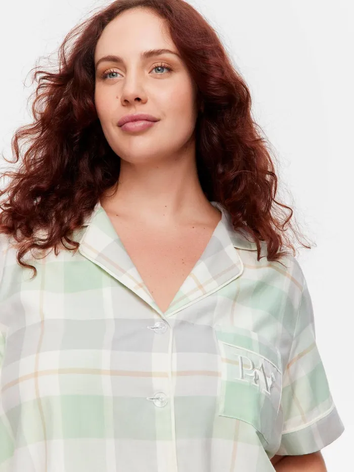 Women PA Plus Mint Check Shortie Pj Set Multi Peter Alexander Sets and Onesies