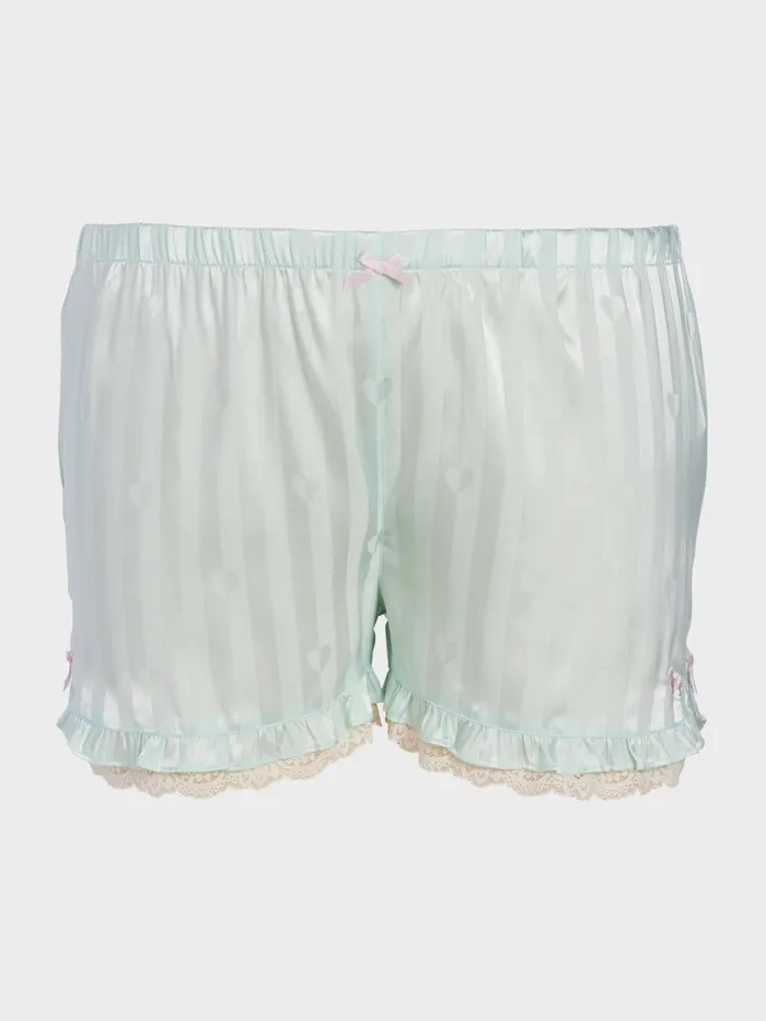 Women PA Plus Mint Stripe Satin Short Mint Peter Alexander Shorts