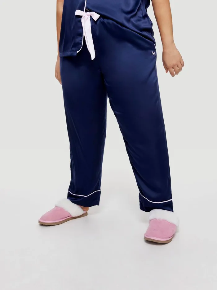 Women PA Plus Navy Tux Luxe Satin Pj Pant Navy Peter Alexander Satin