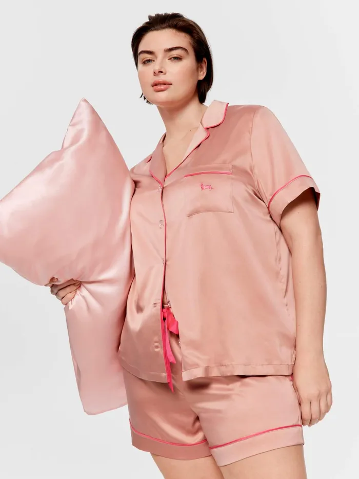 Women PA Plus Nougat Chic Satin Shortie Pj Set Nougat Peter Alexander Sets and Onesies Women PA Plus Nougat Chic Satin Shortie Pj Set Nougat Peter Alexander Sets and Onesies