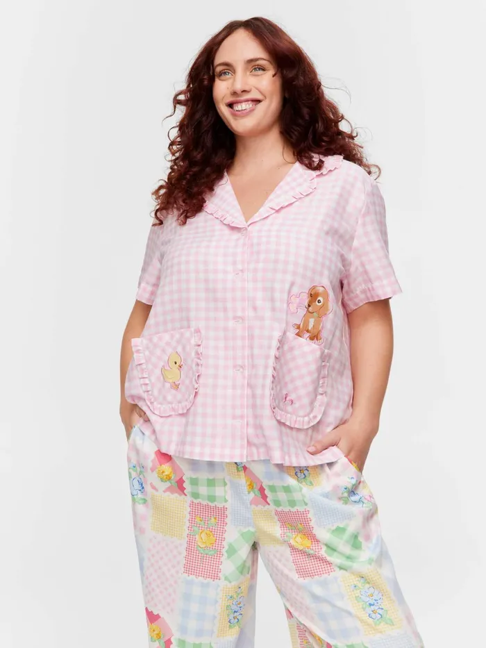 Women PA Plus Pink Gingham Short Sleeve Shirt Multi Peter Alexander Online Only Styles