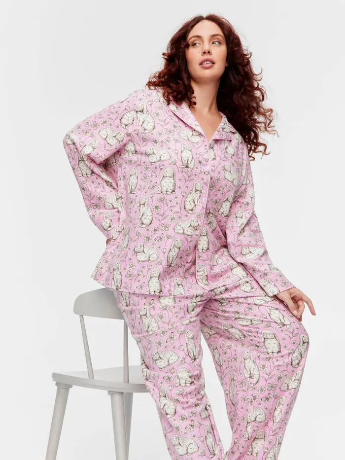Women PA Plus Toile Bunny Bamboo Flannelette Long Classic Pj Set Multi Peter Alexander Sets and Onesies