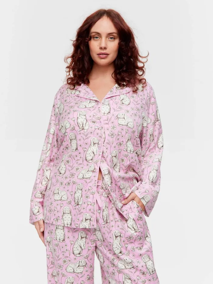 Women PA Plus Toile Bunny Bamboo Flannelette Long Classic Pj Set Multi Peter Alexander Sets and Onesies