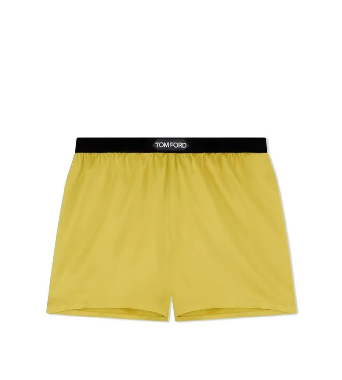 Women Pajamas and Robes Tom Ford Stretch Silk Satin Boxer Shorts Charteuse Citrine
