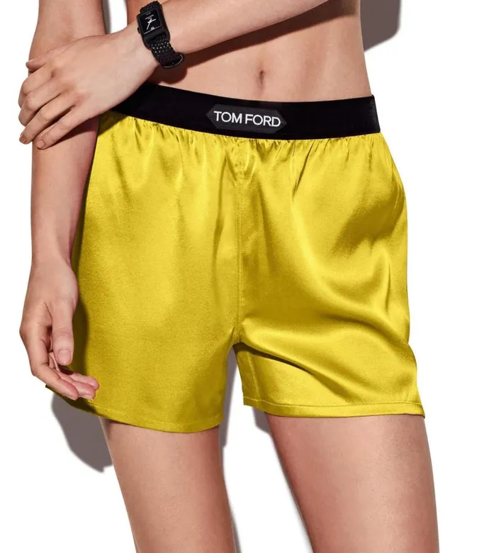 Women Pajamas and Robes Tom Ford Stretch Silk Satin Boxer Shorts Charteuse Citrine Women Pajamas and Robes Tom Ford Stretch Silk Satin Boxer Shorts Charteuse Citrine