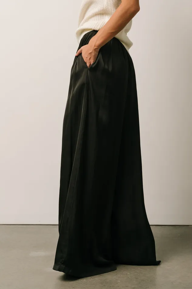 Women Pants Baltic Born Jayla Palazzo Satin Pant Black