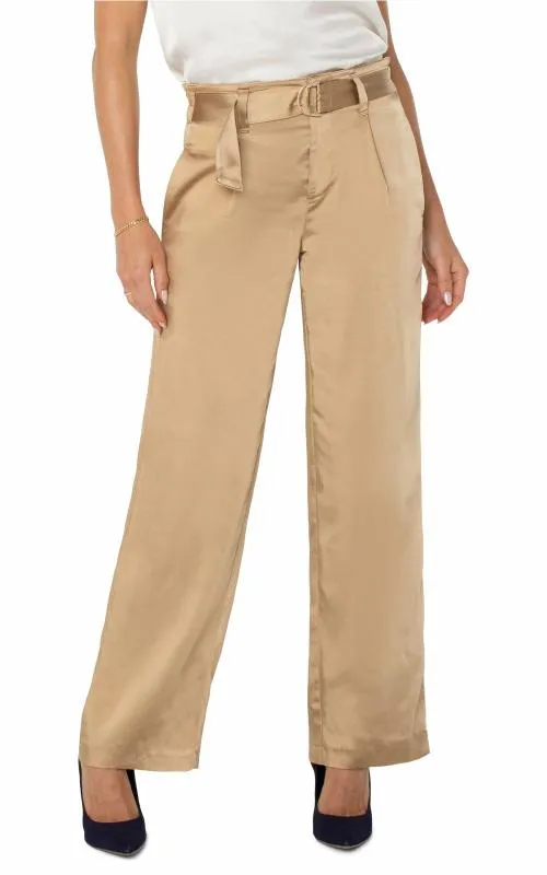 Women Pants Liverpool Los Angeles Belted Paperbag Wide Leg Gold Coin