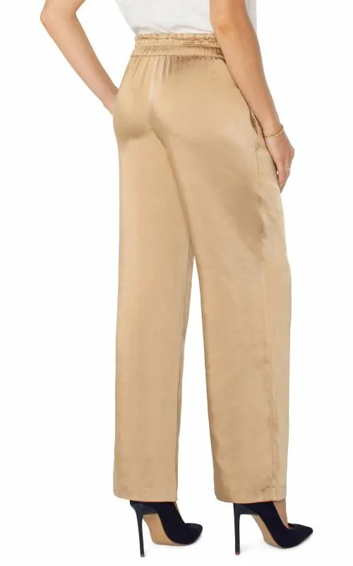Women Pants Liverpool Los Angeles Belted Paperbag Wide Leg Gold Coin