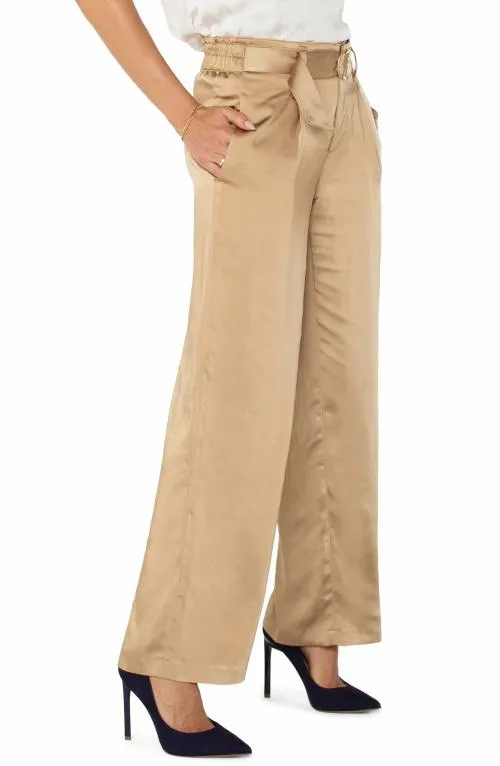Women Pants Liverpool Los Angeles Belted Paperbag Wide Leg Gold Coin