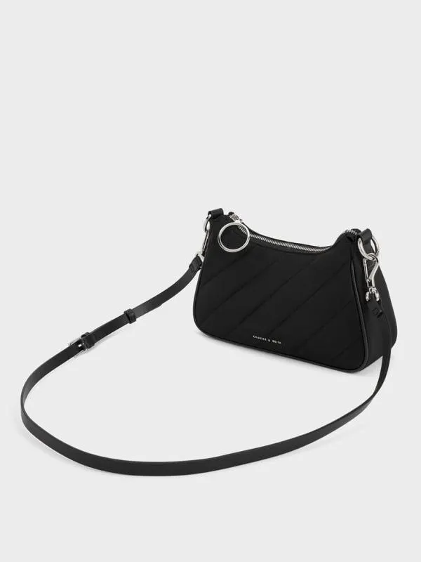 Women Philomena Nylon Puffy ChainStrap Crossbody Bag 8211 Noir CHARLES and KEITH Crossbody Bags