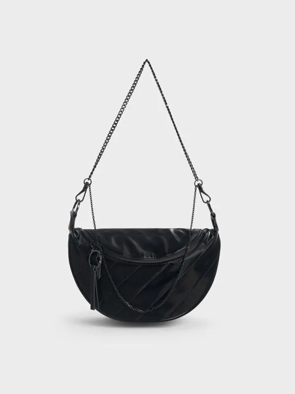 Women Philomena Shiny HalfMoon Crossbody Bag 8211 Jet Black CHARLES and KEITH Crossbody Bags Women Philomena Shiny HalfMoon Crossbody Bag 8211 Jet Black CHARLES and KEITH Crossbody Bags