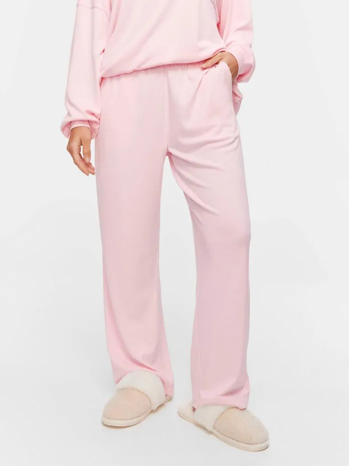 Women Pink Logo Straight Leg Pj Pant Pale Pink Peter Alexander Pants