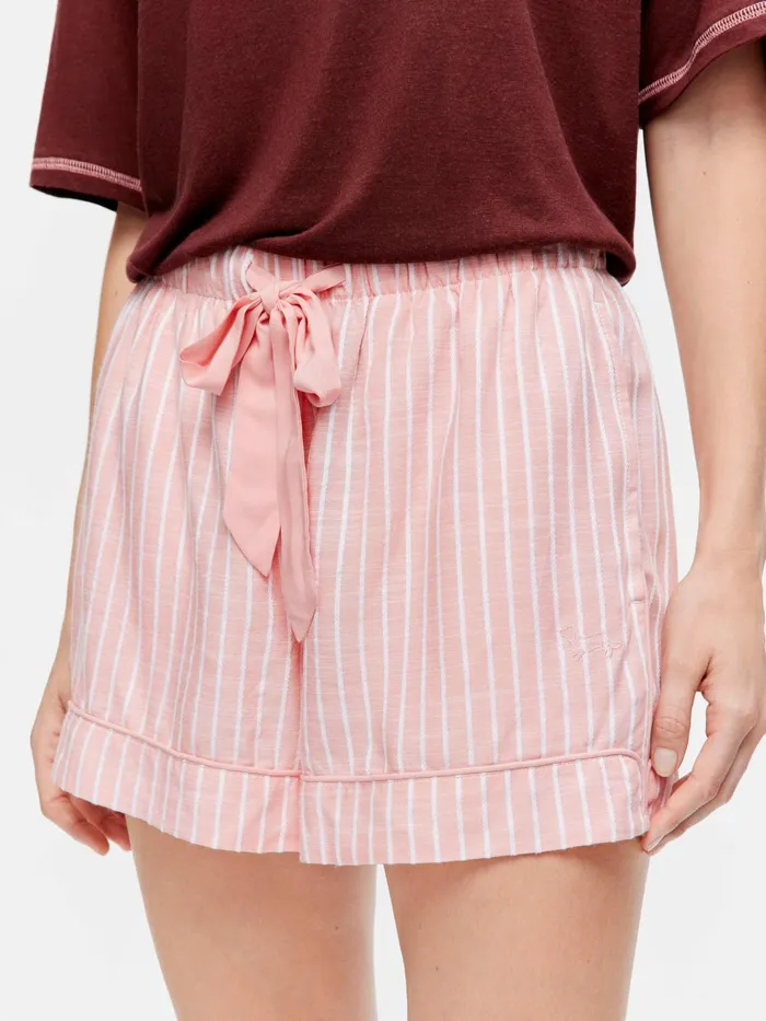 Women Pink Viscose Dobby Mid Short Multi Peter Alexander Shorts